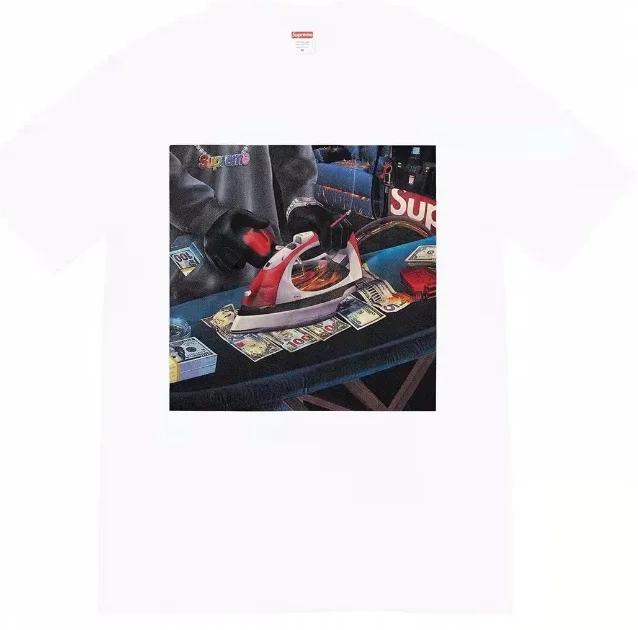 Banknote 22SS XL M USD Tee Large T-shirt Short and BLING L White Black Necklace S Sleeve Gas Iron 0408